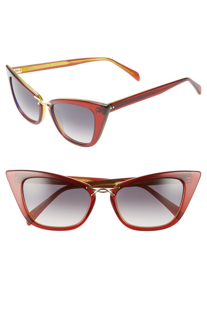 Women's Oscar De La Renta X Morgenthal Frederics Twist 55mm Gradient Cat Eye Sunglasses - Wine