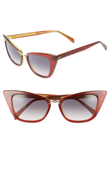 Women's Oscar De La Renta X Morgenthal Frederics Twist 55mm Gradient Cat Eye Sunglasses - Wine