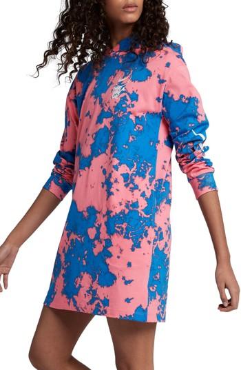 Women's Nike Sportswear Tie Dye Hooded Jersey Dress - Coral