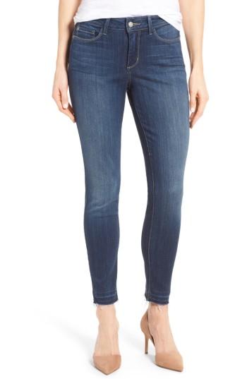 Petite Women's Nydj Ami Release Hem Stretch Skinny Jeans P - Blue