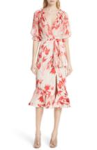 Women's Saloni Olivia Silk Blend Midi Dress - Coral
