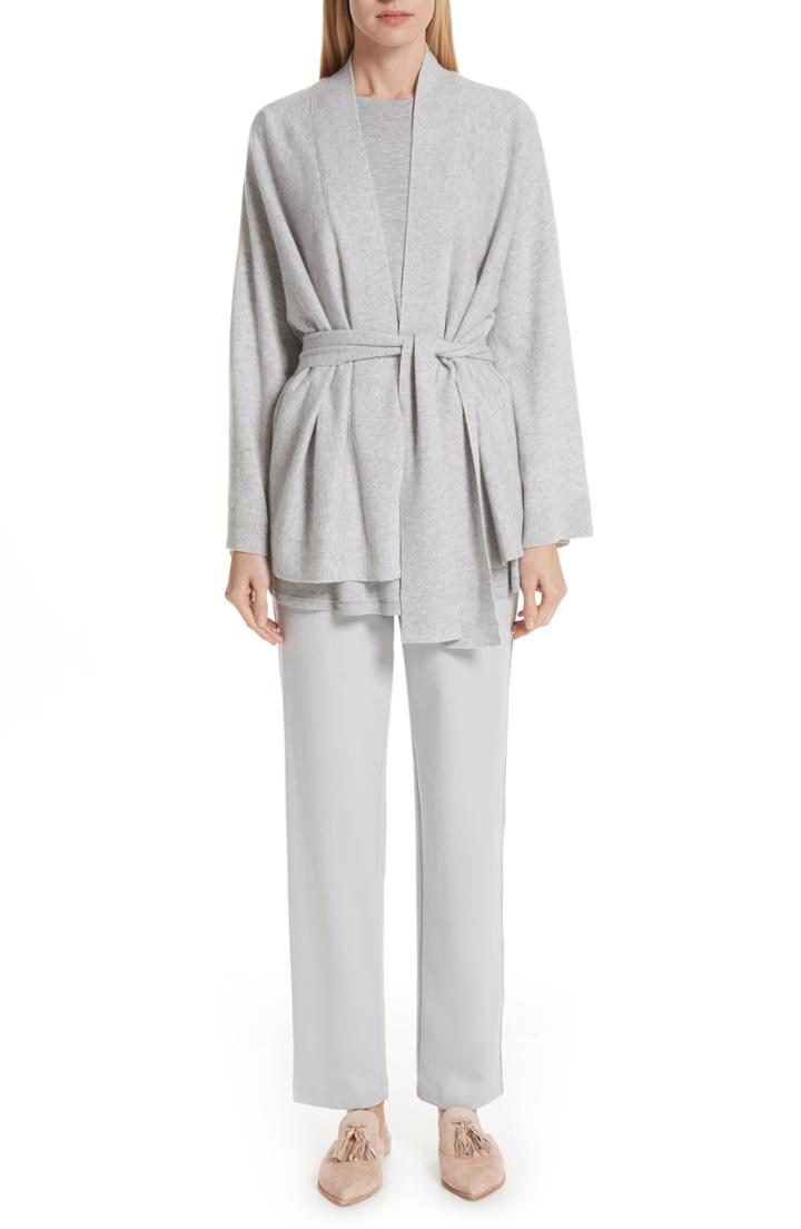 Women's Lafayette 148 New York Cashmere Kimono Cardigan /small - Grey