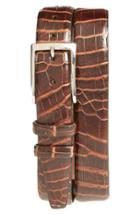 Men's Torino Belts 'nile' Genuine Crocodile Leather Belt - Brown/ Cognac
