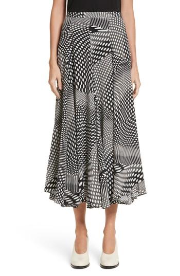 Women's Co Optical Dot Silk Midi Skirt - Black