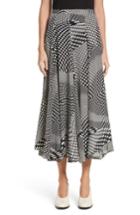Women's Co Optical Dot Silk Midi Skirt - Black