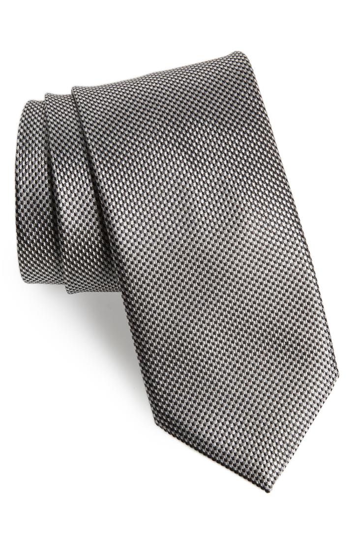 Men's Brioni Solid Silk Tie, Size - Black
