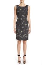 Women's St. John Collection Falling Bouquet Metallic Matelasse Sheath Dress - Black