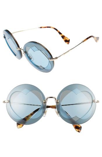 Women's Miu Miu 62mm Layered Heart Round Sunglasses -