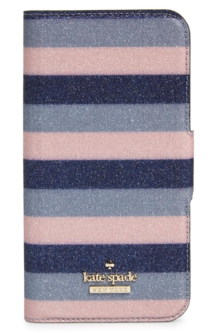 Kate Spade New York Glitter Stripe Wrap Folio Iphone X/xs Case -