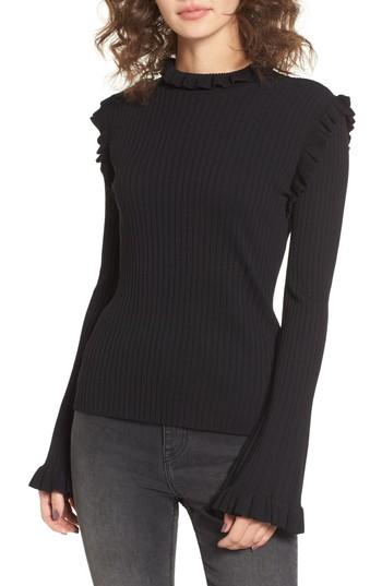 Women's Lost + Wander Oh La La Ruffle Sweater - Black