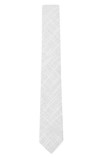 Men's Topman Textured Linen & Cotton Tie, Size - Grey