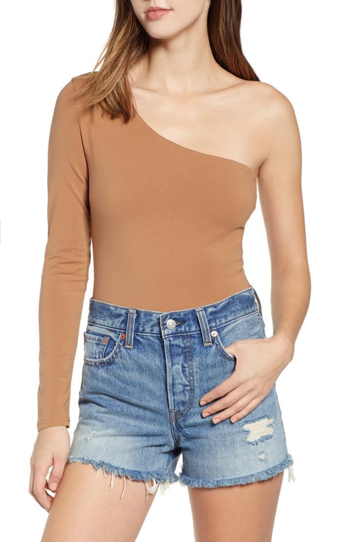 Women's Tiger Mist Hatty One-shoulder Bodysuit - Brown