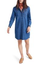 Women's Madewell Puff Sleeve Denim Shirtdress, Size - Blue