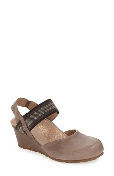 Women's Aetrex 'olivia' Mary Jane Slingback Wedge Eu - Grey