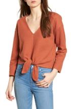 Women's Madewell Textured Tie Front Top, Size - Red