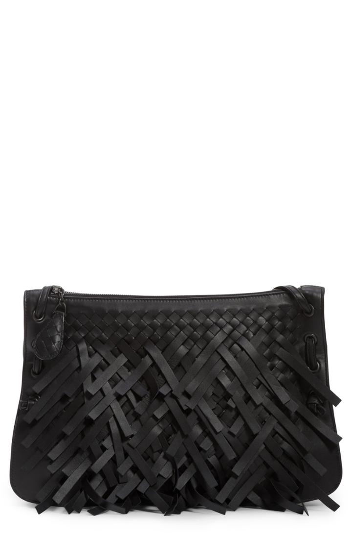 Bottega Veneta Medium Intrecciato Fringe Leather Crossbody Bag -