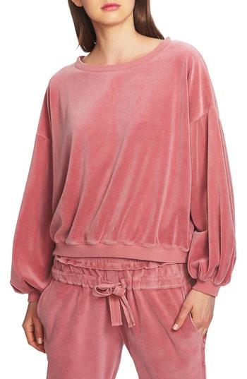 Women's 1.state Velour Boat Neck Pullover Top - Pink