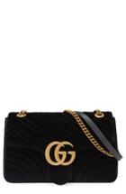 Gucci Medium Gg Marmont 2.0 Matelasse Velvet Shoulder Bag - Black