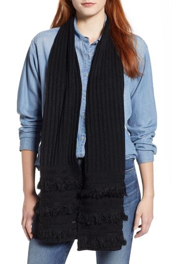Women's Michael Michael Kors Rib Fringe Muffler, Size - Black
