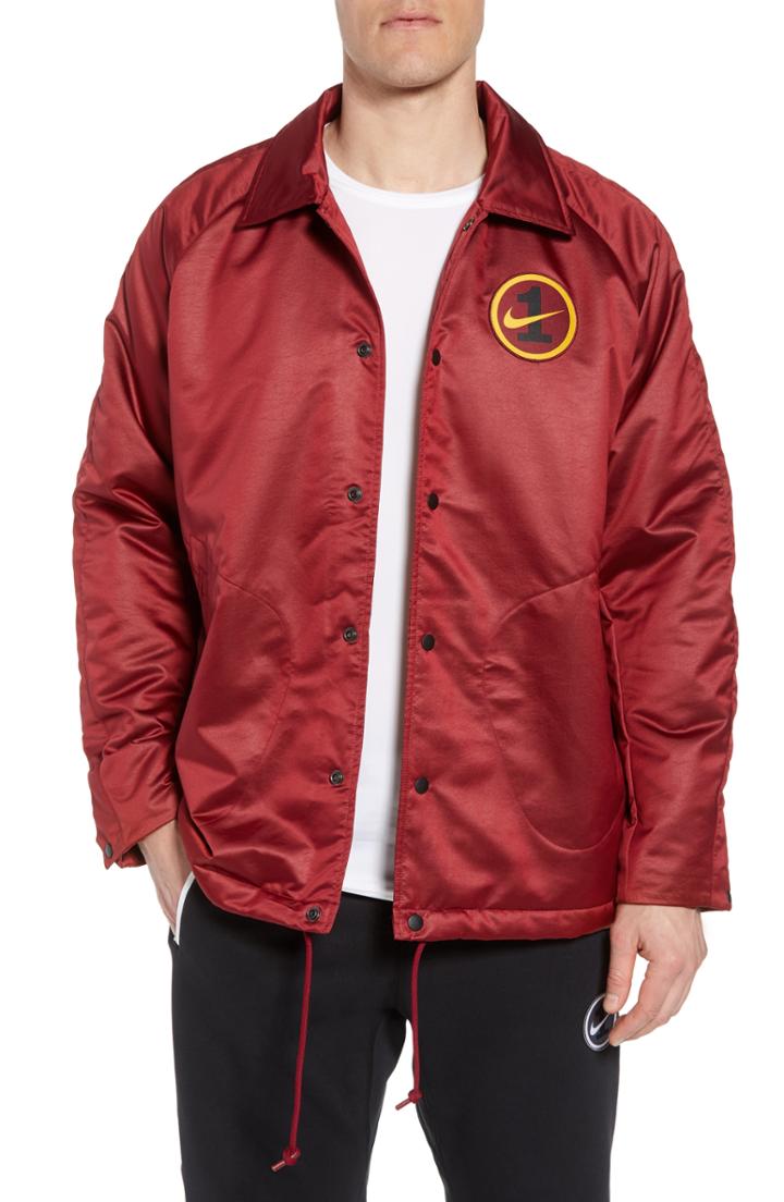 Men's Nike Air Force One Coach Jacket, Size - Red