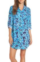 Women's Lilly Pulitzer Natalie Shirtdress Cover-up, Size - Blue