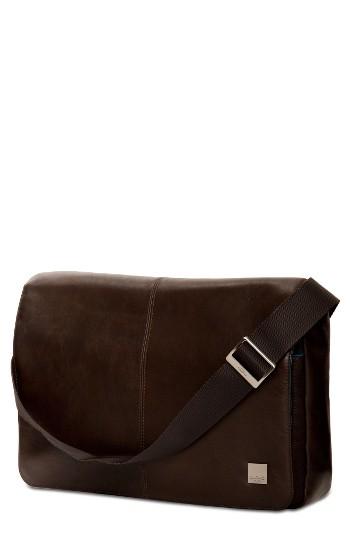 Men's Knomo London Brompton Kinsale Leather Messenger Bag - Brown