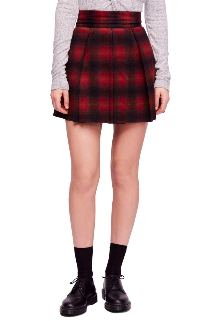 Women's Free People High Waist Plaid Miniskirt