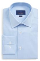 Men's David Donahue Trim Fit Geometric Dress Shirt .5 - 32/33 - Blue