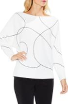 Women's Vince Camuto Ink Swirl Ribbed Sweater, Size - White