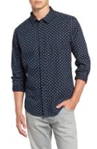 Men's Rvca Mini Paisley Woven Long Sleeve Shirt, Size - Blue