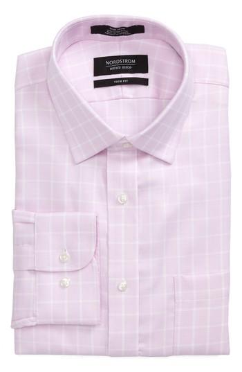 Men's Nordstrom Men's Shop Trim Fit No-iron Check Dress Shirt .5 32/33 - Pink