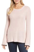 Petite Women's Vince Camuto Tipped Bell Sleeve Sweater, Size P - Pink