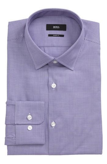 Men's Boss Marley Sharp Fit Microcheck Dress Shirt .5r - Purple