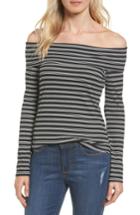 Women's Halogen Rib Knit Off The Shoulder Top, Size - Black