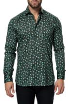 Men's Maceoo Classic Feather Print Sport Shirt (l) - Black