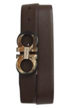 Men's Salvatore Ferragamo Double Gancio Reversible Leather Belt - Taupe/ Nero
