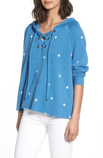Women's Wildfox Football Star Hutton Hoodie - Blue