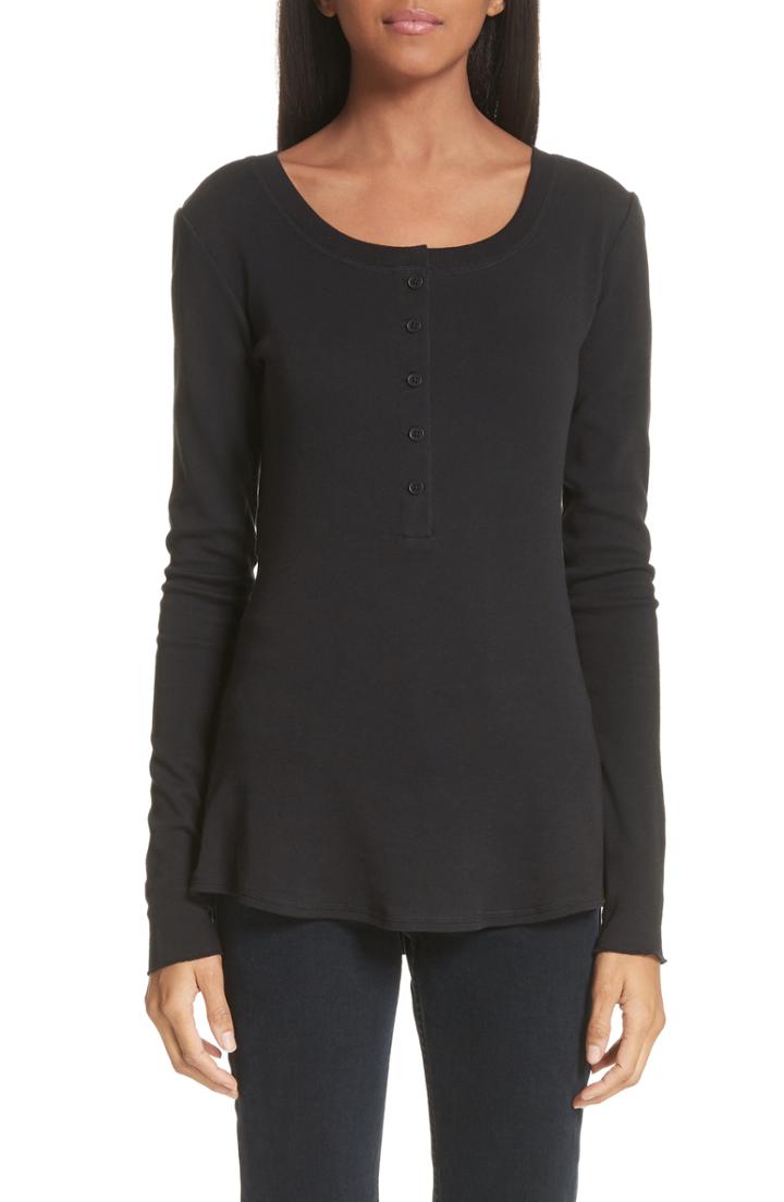 Women's Proenza Schouler Pswl Back Button Henley - Black