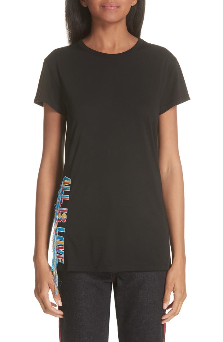 Women's Stella Mccartney Fringe Detail All Is Love Tee Us / 34 It - Black