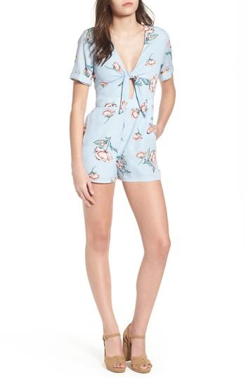 Women's Socialite Tie Front Romper - Blue