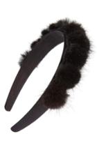 Tasha Genuine Mink Pom Headband, Size - Black