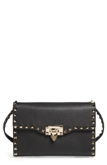 Valentino Garavani Medium Rockstud Leather Messenger Bag - Black