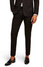 Men's Topman Satin Stripe Skinny Fit Suit Trousers X 32 - Black