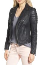 Women's Goosecraft Dual Zip Leather Biker Jacket - Black