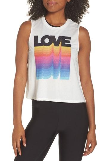 Women's Spiritual Gangster Love Graphic Crop Tank - White