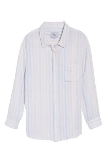 Women's Rails Charli Stripe Linen Blend Shirt - White