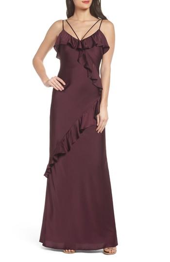 Women's Maria Bianca Nero Kylie Ruffle Slipdress - Burgundy