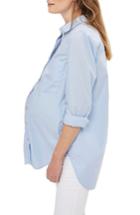 Women's Topshop Olly Poplin Maternity Shirt Us (fits Like 0-2) - Blue