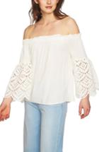 Women's 1.state Off The Shoulder Eyelet Sleeves Blouse - Ivory