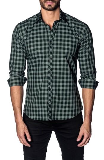 Men's Jared Lang Slim Fit Buffalo Check Sport Shirt - Green